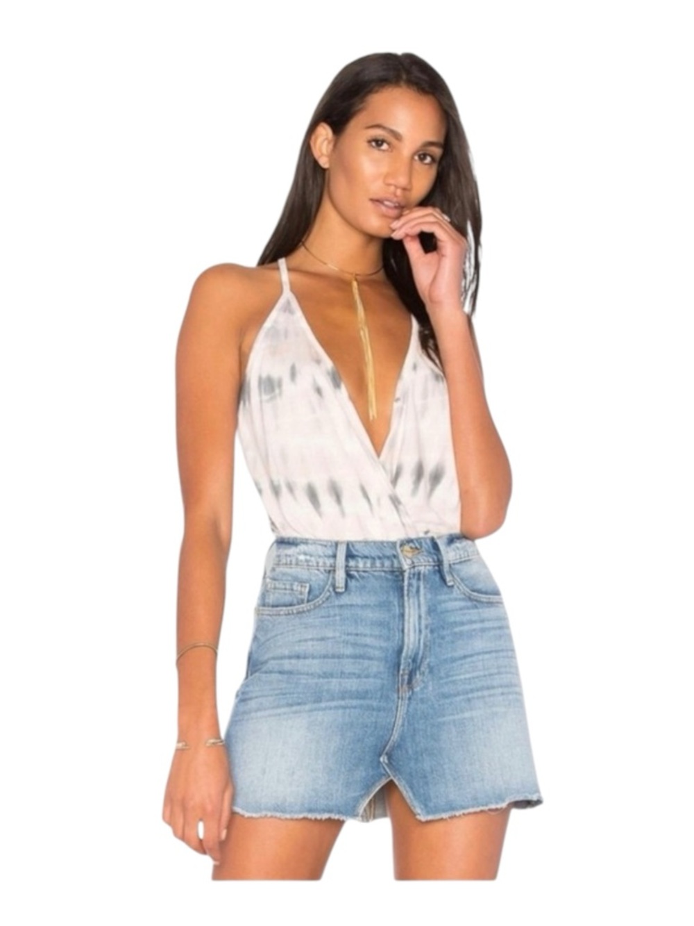 new YFB Young Fabulous + Broke ⚘ Naomi Plunging Cami Top ⚘ Seaglass Tie Dye ⚘ S - Picture 2 of 16